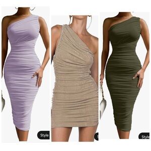 3 dress bundle One-Shoulder Ruched Dress